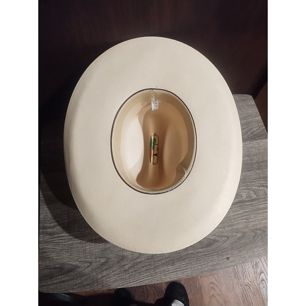Alamo Hat Co 7 1/8 Khaki Beige USA Summer Lightweight Straw Cowboy Western Hat - Picture 8 of 9
